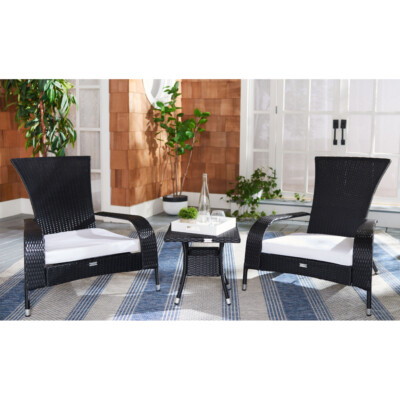 SAFAVIEH Outdoor Collection Edna 3-Piece Lounge Set Black