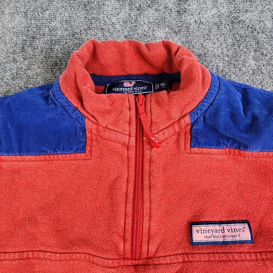 Vineyard Vines Quarter Zip Sweater Boys XL (18) Red Fleece 1/4 Zip Pullover - Image 4 of 4
