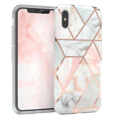 Für Apple iPhone X / XS IMD Schutzhülle TPU Handy Hülle Back Marmor Rose Gold