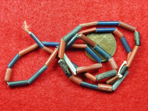 TRADE BEADS RED BLUE TUBULAR STRAW BEADS NEW YORK Authentic Indian Relics - Picture 16 of 21