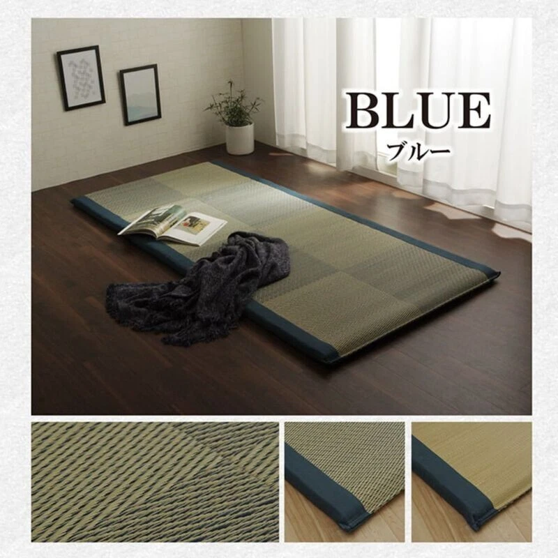 IKEHIKO Tatami Mattress Japanese rush grass Blue Twin Foldable Bed Futon New