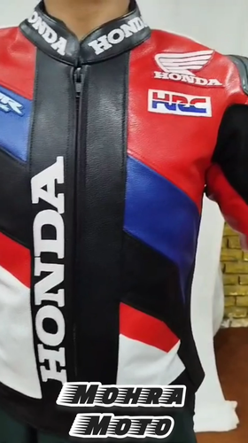 Honda CBR 1,3 mm Chaqueta de moto de piel de vacuno Chaqueta de moto unisex - Video 1 di 1
