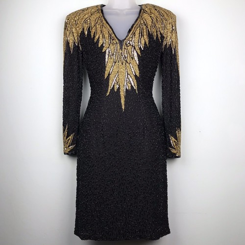 Lillie Rubin Vintage Black Beaded Dress 