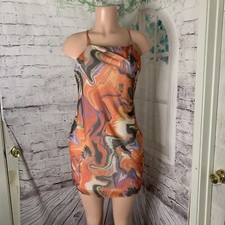 Mini Women's Bodycon Dress Size Large Stretch Mesh Multicolor