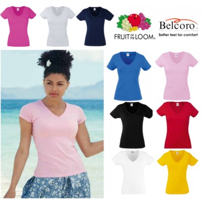 Fruit Of The Loom T-Shirt Donna Valueweight - Pacco Da 3 Magliette Girocollo In Cotone, Taglie Dalla XS Alla 2XL, Colori Bianco, Nero, Blu (Taglia S)
