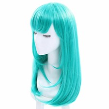 Bulma Medium Long Straight Bangs Gr&uuml;n Cosplay Per&uuml;cke Party Haar Per&uuml;cken FN