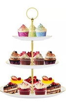 PinCute Cupcake Stand Holder 3 Tier Dessert Tower Plastic 9.84"L x5.9"W x13.4 A8