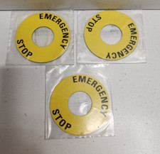 LOT OF 3 NOS! AUTOMATION DIRECT 22MM YELLOW EMERGENCY STOP LEGEND RINGS ECX1651
