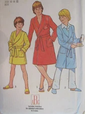 VTG 75 SIMPLICITY 7066 Boys Wrap Front Robe in 2 lengths PATTERN 10-12/28-30C UC