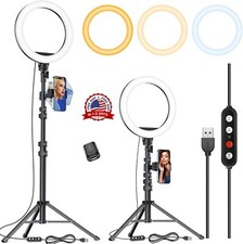 Anillo de luz para selfies con soporte para tr pode ajustable para tel fono 10"