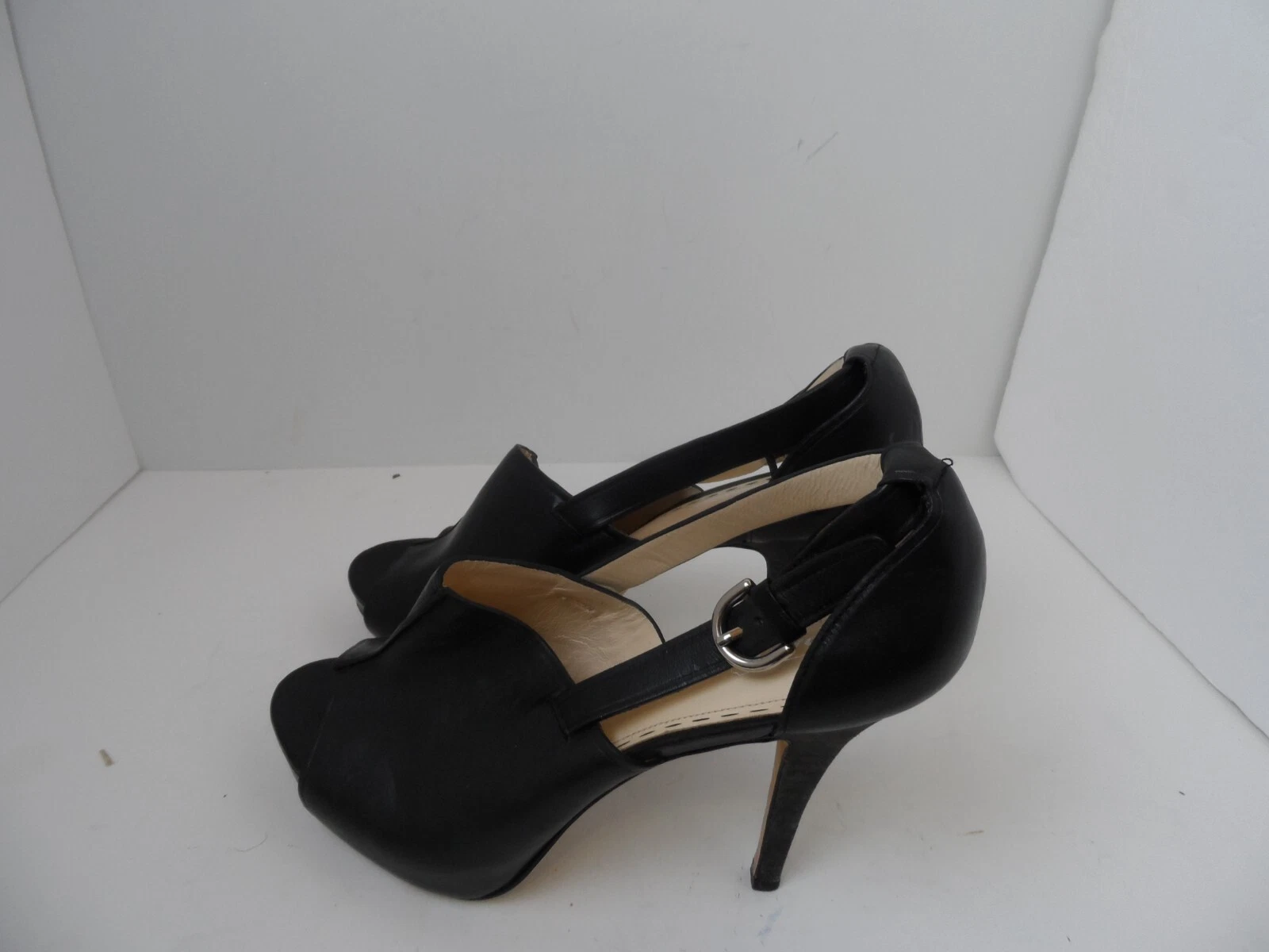 Scarpe eleganti da donna Coach Ashton in pelle nera con punta aperta e tacco alto taglia 9 5B