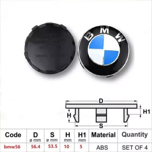 Für BMW 4x 56mm NABENDECKEL RADNABENDECKEL NABENKAPPE FELGENDECKEL NEU