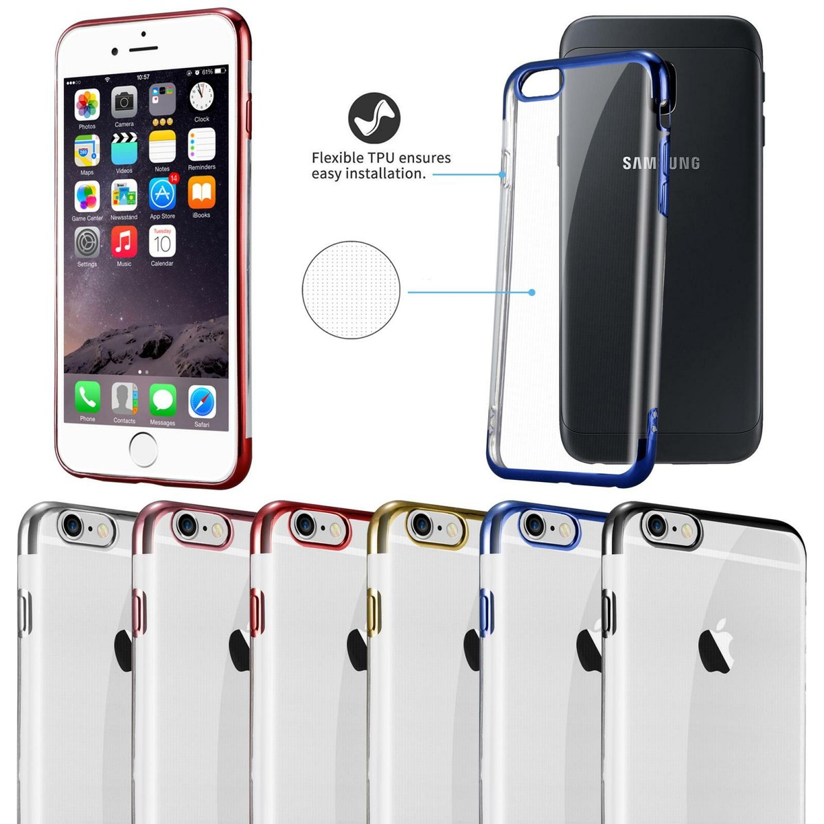 For Apple iPhone Plus New Metallic Black Phone Case Screen  Guard