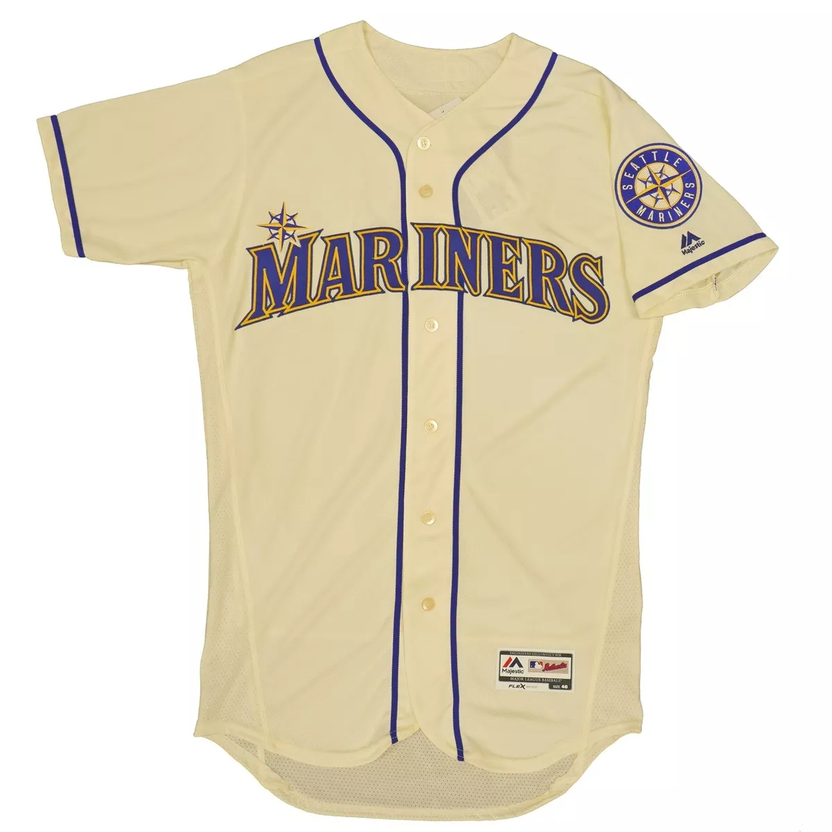 Mens MLB Seattle Mariners Authentic On Field Flex Base Jersey - Cream  Alternate