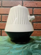 Ceramic Cookie Jar Flareware by Hall China Black White Striped