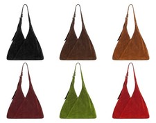 Women's Hobo Slouch Shoulder Bag Real Leather Cow Suede Small TOTE Leather Bag