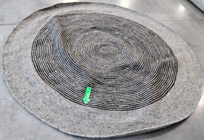 GREY / BLACK 7' X 7' Round Broken Thread Rug Reduced Price 1172744726 BRD904F-7R