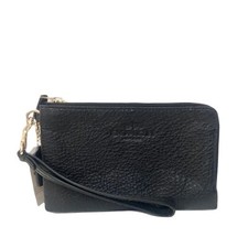 Coach Double Corner Zip Wristlet in Pebble Leather