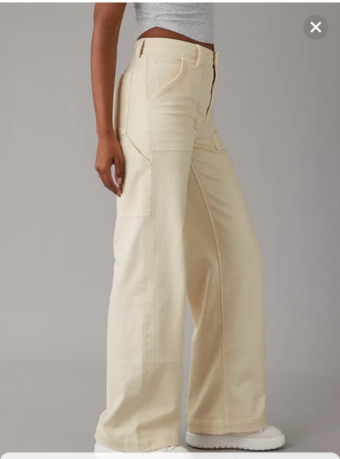 NWT American Eagle X Ziegler HIGH RISE BAGGY WIDE LEG Pants Sz 4 Khaki Stretch