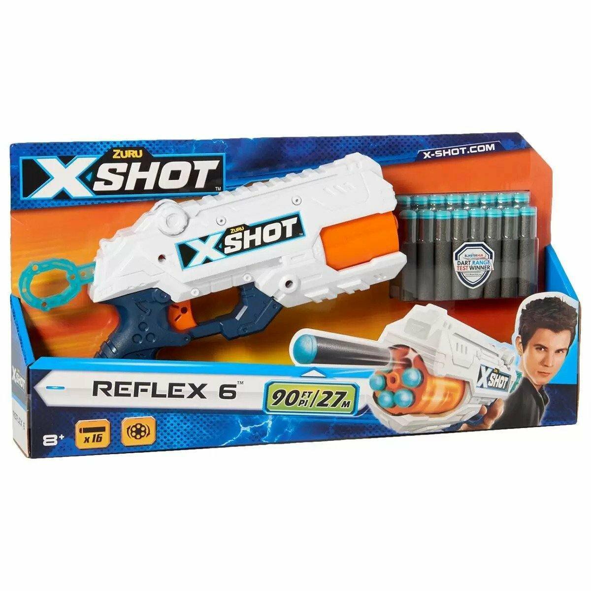 Zuru X-Shot White 10'' Excel Double Reflex 6 Auto-Rotating Plastic