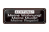 Blechschild Spruch 27X10Cm Meine Wohnung Meine Musik Regeln Deko Schild Tin Sign