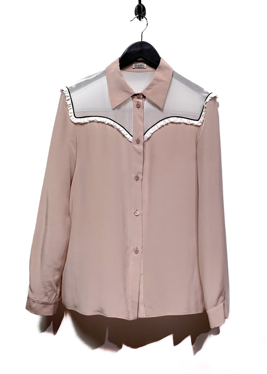 Miu Miu Dusty Pink Western Silk Button Shirt | eBay