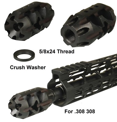 All Steel Low Concussion 5/8x24 Competition Muzzle Brake Compensator 308 .308 