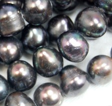 Natural 7-8mm Black Freshwater Baroque Pearl Loose Beads 15'' Strand