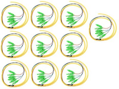 6 Strand Singlemode 9/125 SC-APC Fiber Pigtail, 3 Meter 10 Pack for Splice
