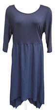 NAVY BLUE LONG SLEEVE DRESS WITH CHIFFON SKIRT,  ANTHOLOGY SIZE UK 28, LD461