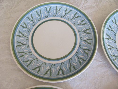 Royal China Ironstone Camelot -Blue & Green-USA- 10 1/8" Dinner Plates-Set of 4 - Picture 2 of 11