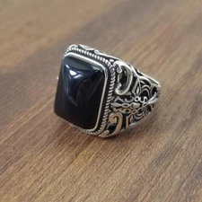 Black Jade Rings Adjustable Ring Natural Women Accessories Jewelry 925 Silver