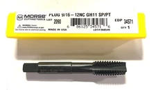 Morse 9/16-12 Tap Spiral Point Plug Tap HSS GH11 4 Flute +.005 Oversize USA