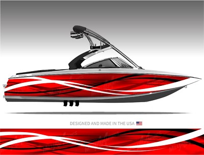 Vendetta (Red) Abstract Boat Wrap Kit 3M Premium Cast Vinyl - 15 Size Options