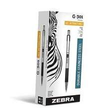  G-30Retractable Gel Ink Pen, Stainless Steel 12 Count (Pack of 1) 1 Black