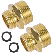 2 PCS Brass Garden Hose Adapter, 1 NPT to Garden Hose Adapter-3/4 GHT Male