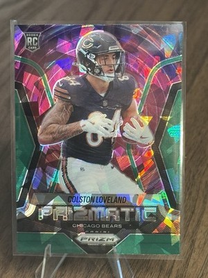 2025 Prizm Colston Loveland #20 Green Ice Prizmatic Chicago Bears Rookie RC