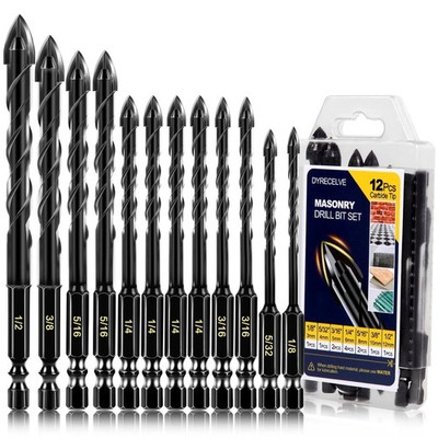 12-PCS Concrete & Masonry Drill Bit Set, Cement Bits for Concrete...