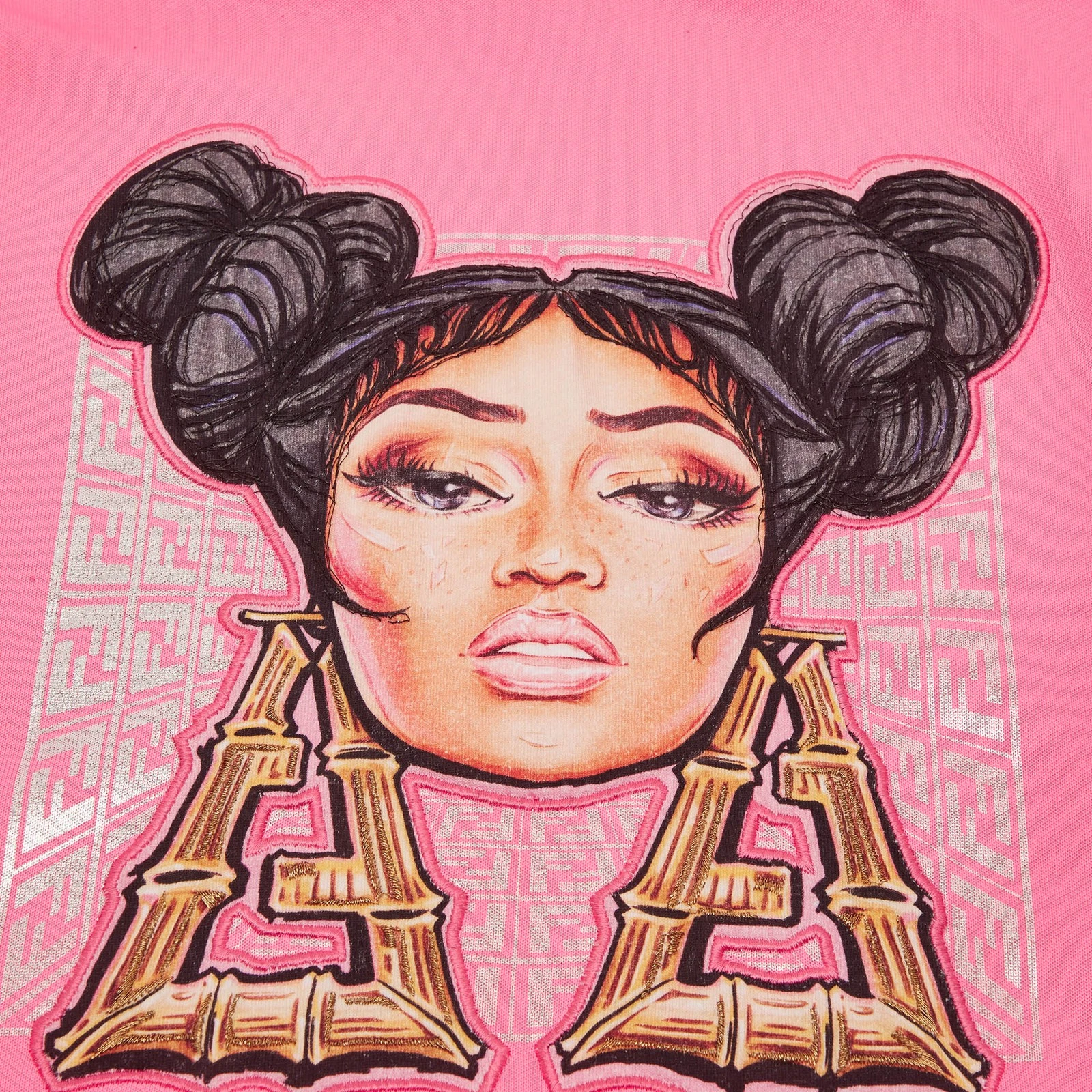 Felpa con cappuccio Fendi bambino rosa stampa Nicki Minaj jersey 10 anni