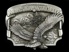 SJ17118 NOS VINTAGE 1984  ALASKA WILDLIFE  COMMEMORATIVE BELT BUCKLE
