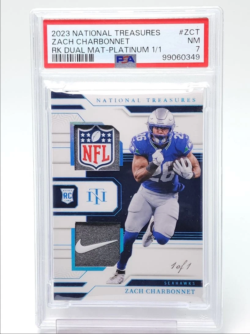 Zach Charbonnet Panini National Treasures Rookie Dual Materials #ZCT Platinum 1/1