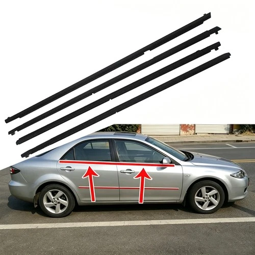 4PCS For Mazda 6 2004-2012 Door Weatherstrip Window Moulding Trim Seal Belt Kit