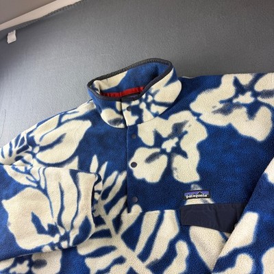 Patagonia Synchilla Pullover Men's 2XL Blue Snap-T Floral Hawaiian Sweatshirt