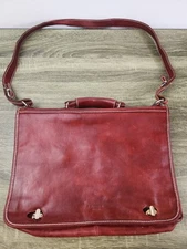I Medici Cartella Nottolini Italian Leather 2-Way Briefcase Shoulder Bag Red