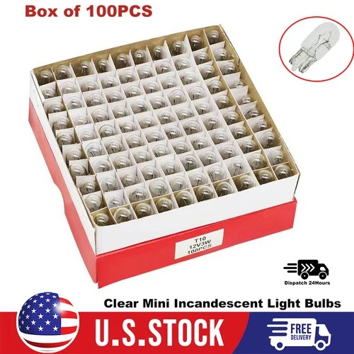 100 Clear 194 Mini Incandescent Wedge Pinball Machine Light Bulbs Lamp Bulk Box