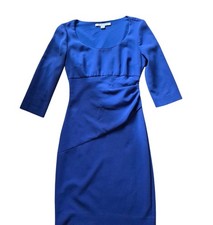 Diane von Furstenberg DVF Lillian Blue Ruched Sheath Dress Size 4 Rental $398