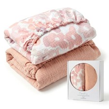 Muslin Crib Sheets for Girls Boys 2 Pieces, Soft and Breathable Sheets for St...