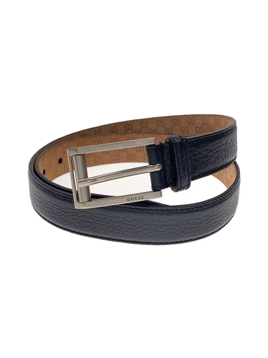 GUCCI Mens Leather Belt with Silver Buckle 2817985250408534