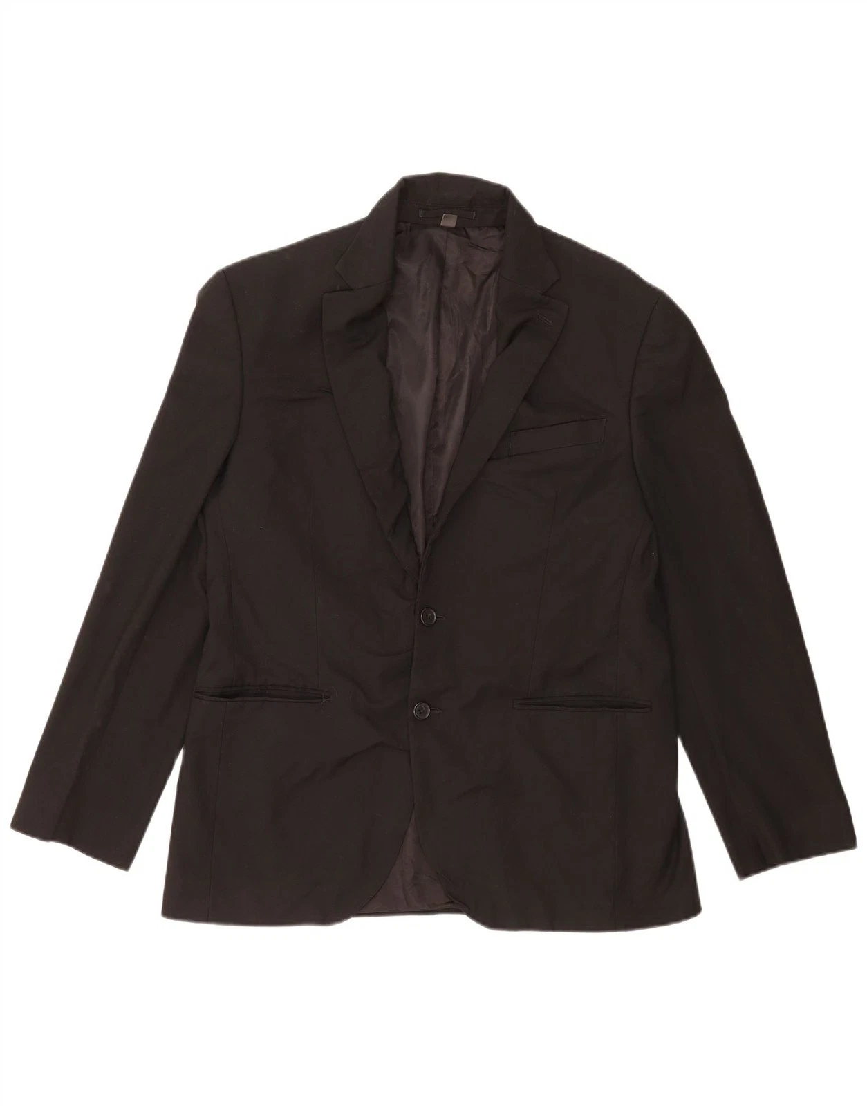 MARKS & SPENCER Mens 2 Button Blazer Jacket UK 40 Medium Black Polyester DW20
