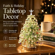 DIY Beaded Christmas Tree Craft Kit with LED Lights Tabletop Ornament Decor Set